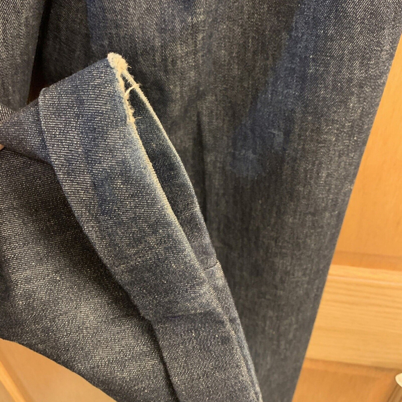 Vintage 70s Blue Denim Pearl Snap 2 PC Suit Set Sz L 1970s Jacket Pants Outfit - Picture 10 of 14